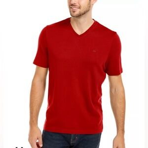 Michael Kors | Large | V-Neck Basic Casual Deep Orange Short Sleeve Tee